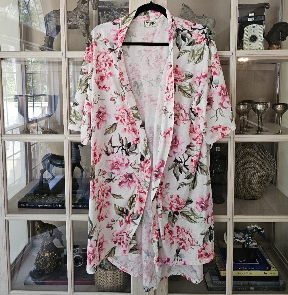 Show me your mumu Brie Robe Garden of blooms one size wrap floral pink bridal - Picture 5 of 9